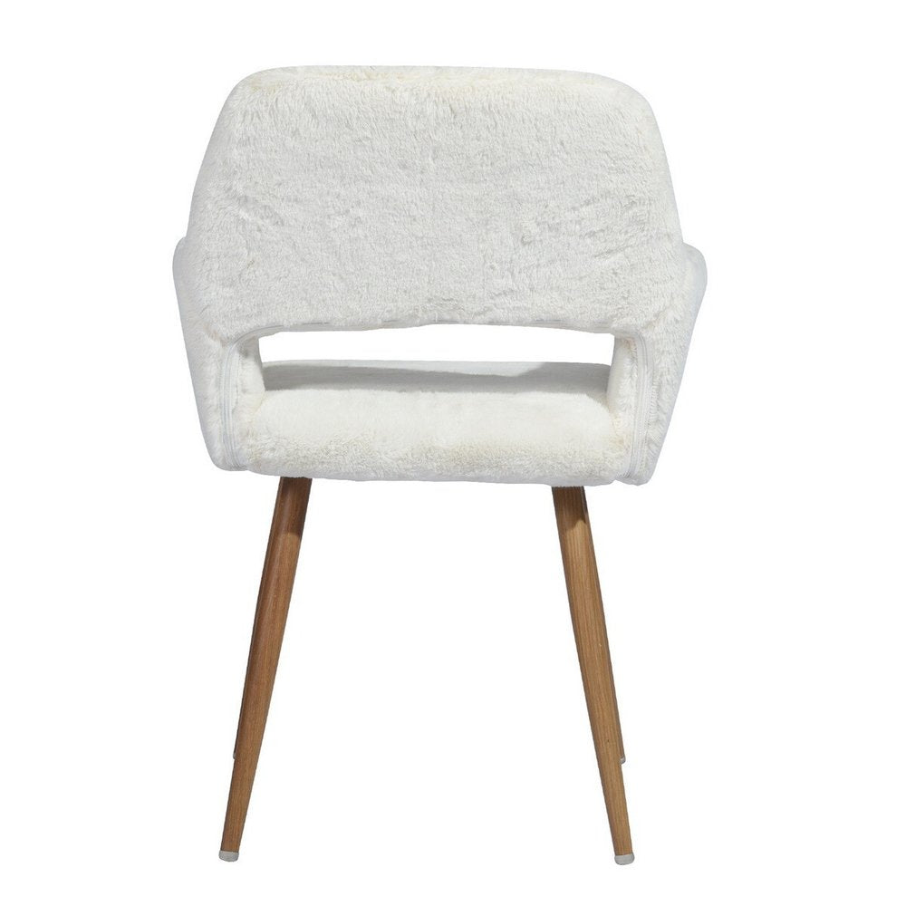 23" White and Brown Faux Fur Arm Chair