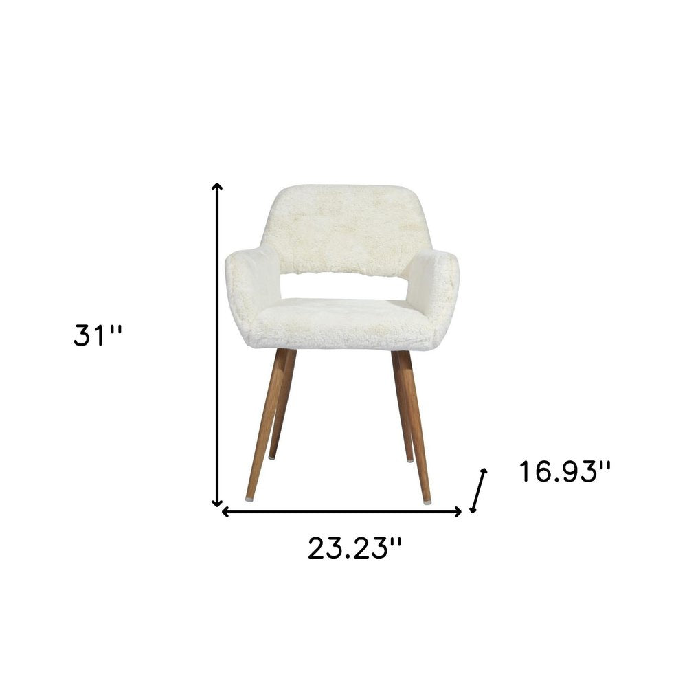 23" White and Brown Faux Fur Arm Chair