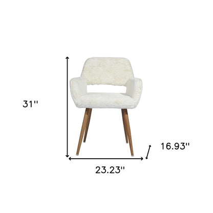23" White and Brown Faux Fur Arm Chair