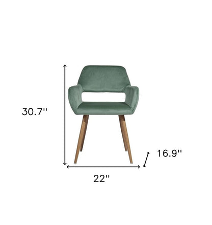 22" Green and Brown Velvet Arm Chair