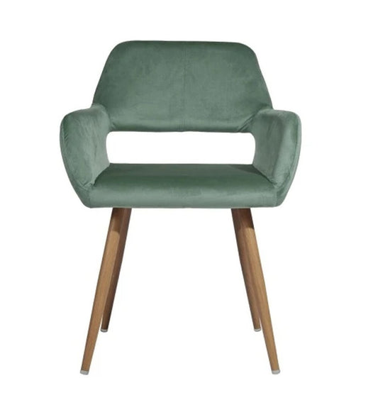 22" Green and Brown Velvet Arm Chair
