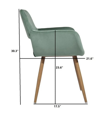 22" Green and Brown Velvet Arm Chair