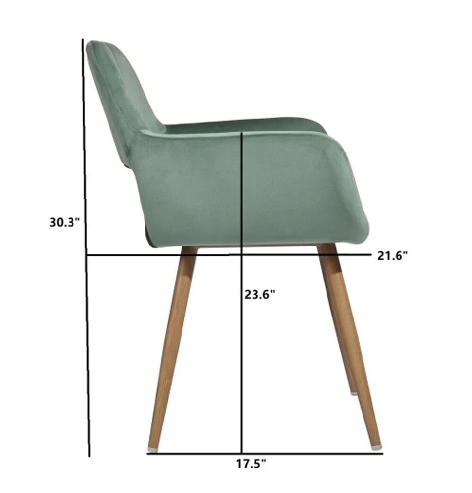 22" Green and Brown Velvet Arm Chair