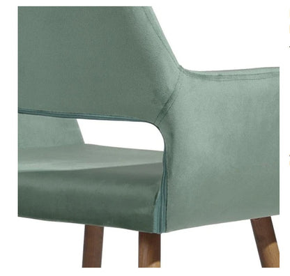 22" Green and Brown Velvet Arm Chair