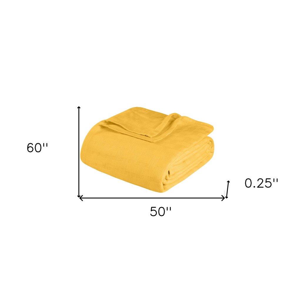 50" X 60" Gold Cotton Basketweave Geometric Throw Blanket