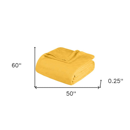 50" X 60" Gold Cotton Basketweave Geometric Throw Blanket