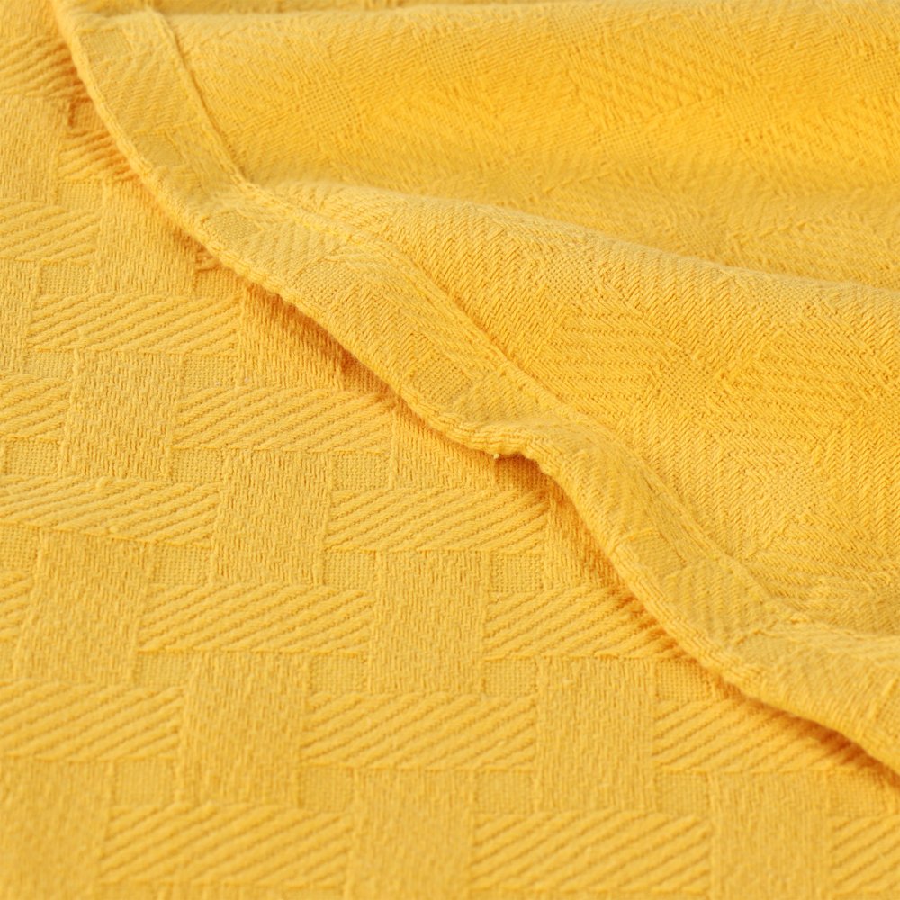 50" X 60" Gold Cotton Basketweave Geometric Throw Blanket