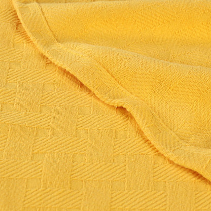 50" X 60" Gold Cotton Basketweave Geometric Throw Blanket