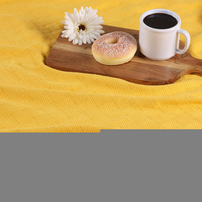 50" X 60" Gold Cotton Basketweave Geometric Throw Blanket