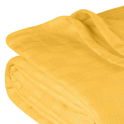 50" X 60" Gold Cotton Basketweave Geometric Throw Blanket