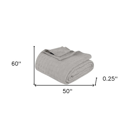 50" X 60" Silver Cotton Basketweave Geometric Throw Blanket
