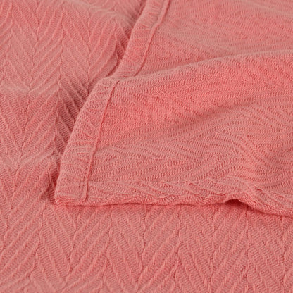 50" X 60" Coral Cotton Woven Chevron Throw Blanket