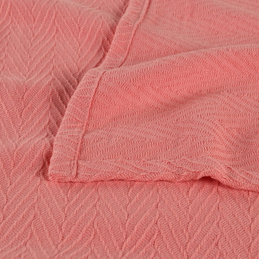 50" X 60" Coral Cotton Woven Chevron Throw Blanket