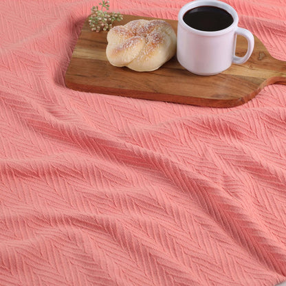 50" X 60" Coral Cotton Woven Chevron Throw Blanket