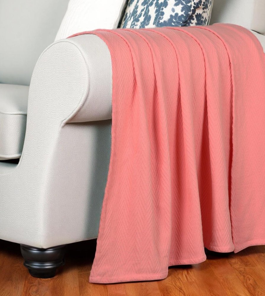 50" X 60" Coral Cotton Woven Chevron Throw Blanket
