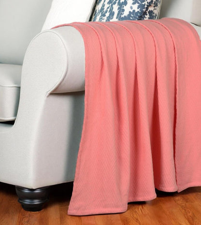 50" X 60" Coral Cotton Woven Chevron Throw Blanket