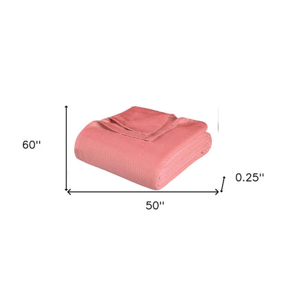 50" X 60" Coral Cotton Woven Chevron Throw Blanket