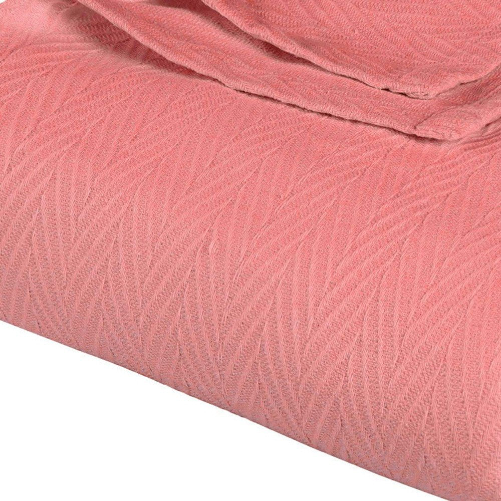 50" X 60" Coral Cotton Woven Chevron Throw Blanket