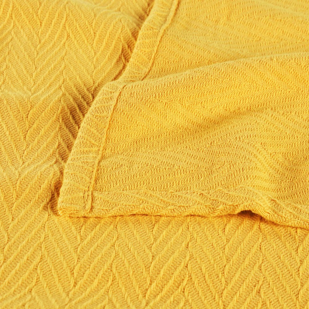 50" X 60" Gold Cotton Woven Chevron Throw Blanket
