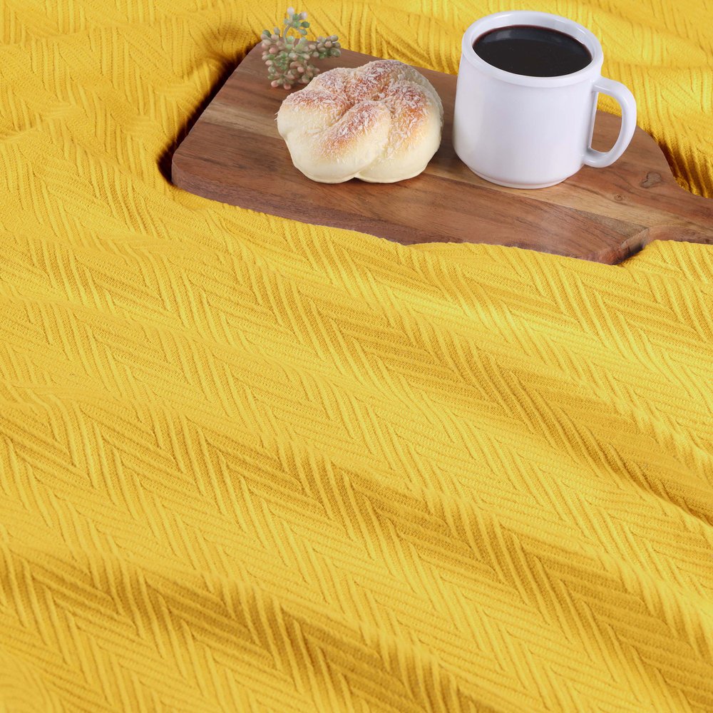 50" X 60" Gold Cotton Woven Chevron Throw Blanket