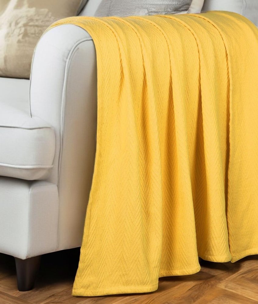 50" X 60" Gold Cotton Woven Chevron Throw Blanket