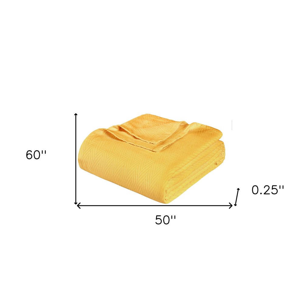 50" X 60" Gold Cotton Woven Chevron Throw Blanket