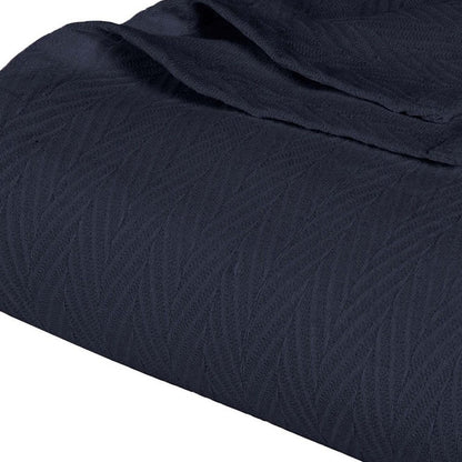 50" X 60" Navy Blue Cotton Woven Chevron Throw Blanket