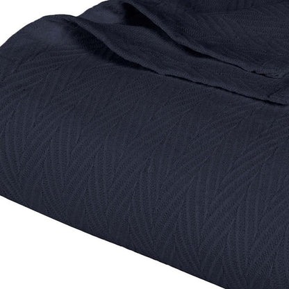 50" X 60" Navy Blue Cotton Woven Chevron Throw Blanket