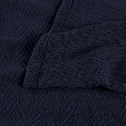 50" X 60" Navy Blue Cotton Woven Chevron Throw Blanket