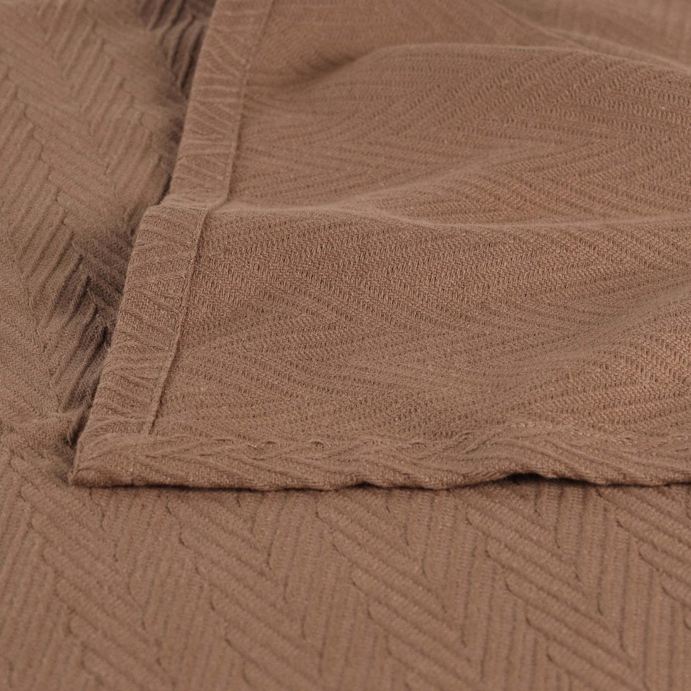 50" X 60" Taupe Cotton Woven Chevron Throw Blanket