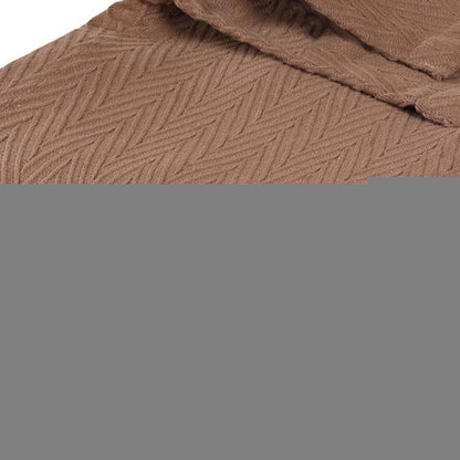 50" X 60" Taupe Cotton Woven Chevron Throw Blanket