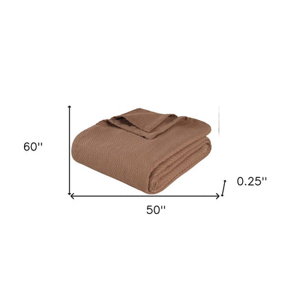 50" X 60" Taupe Cotton Woven Chevron Throw Blanket