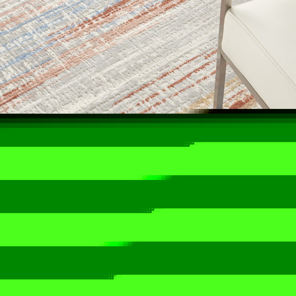 5' X 7' Ivory Blue and Brown Abstract Non Skid Area Rug