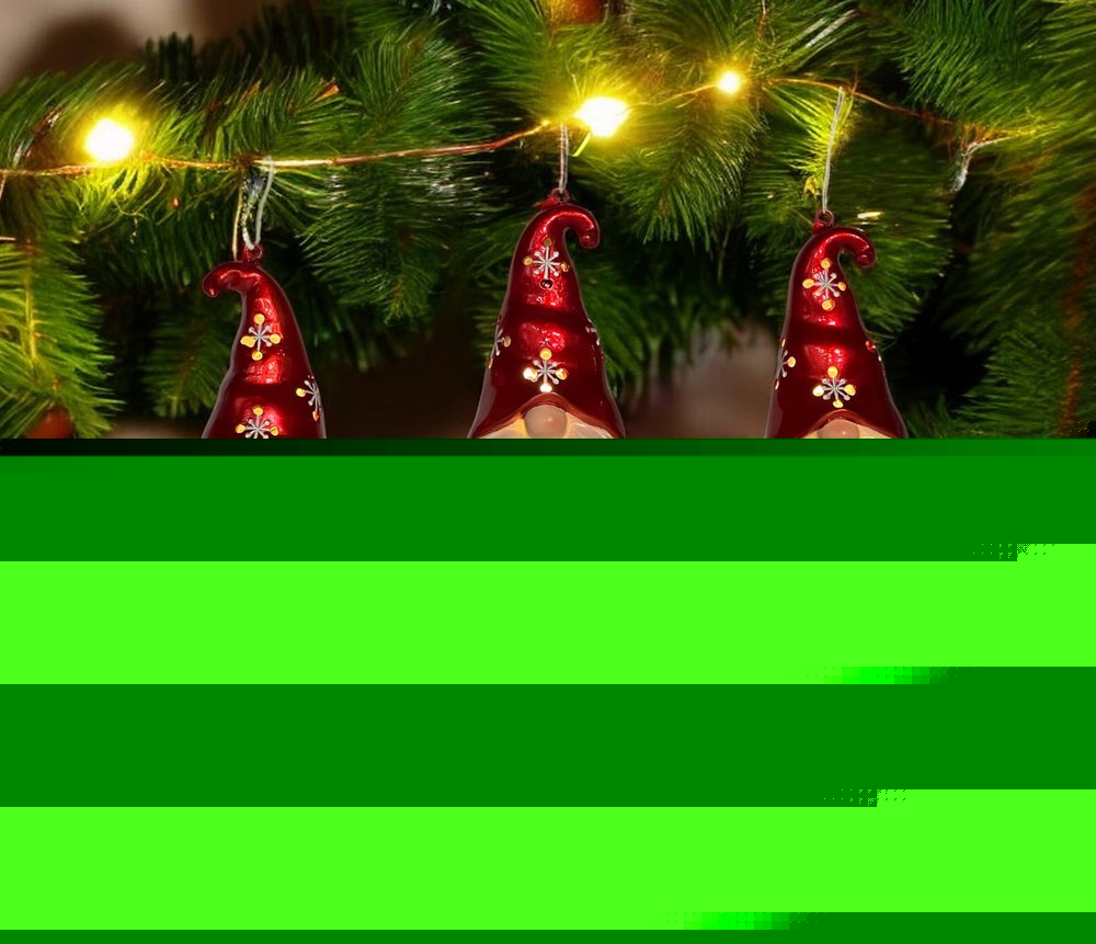 Set of Three Red and White Santa Gnome LED Light Up Christmas Ornaments