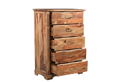 51" Brown Solid Wood Live Edge Five Drawer Standard Chest