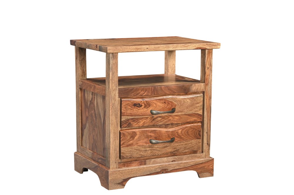 27" Brown Solid Wood Two Drawer Nightstand