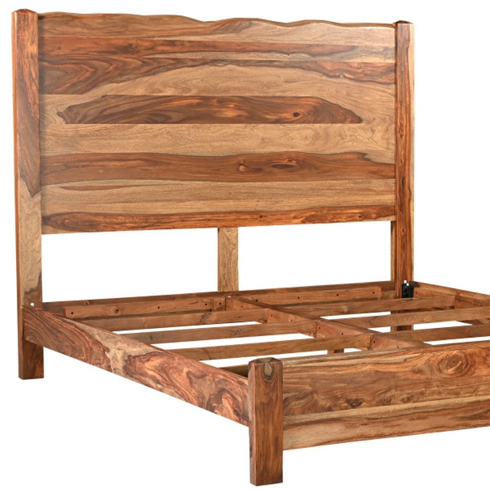 Brown Live Edge Solid Wood King Bed Frame