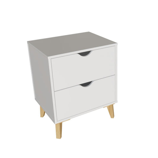 24" White Wood Two Drawer Nightstand