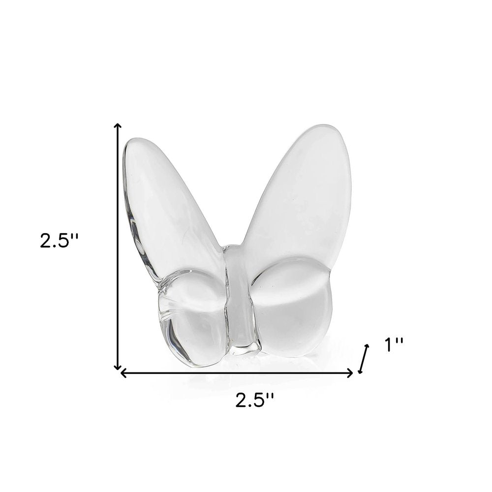 3" Clear Crystal Butterfly Figurine Tabletop Sculpture