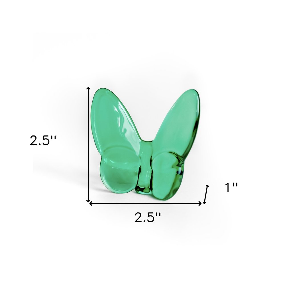 3" Green Crystal Butterfly Figurine Tabletop Sculpture