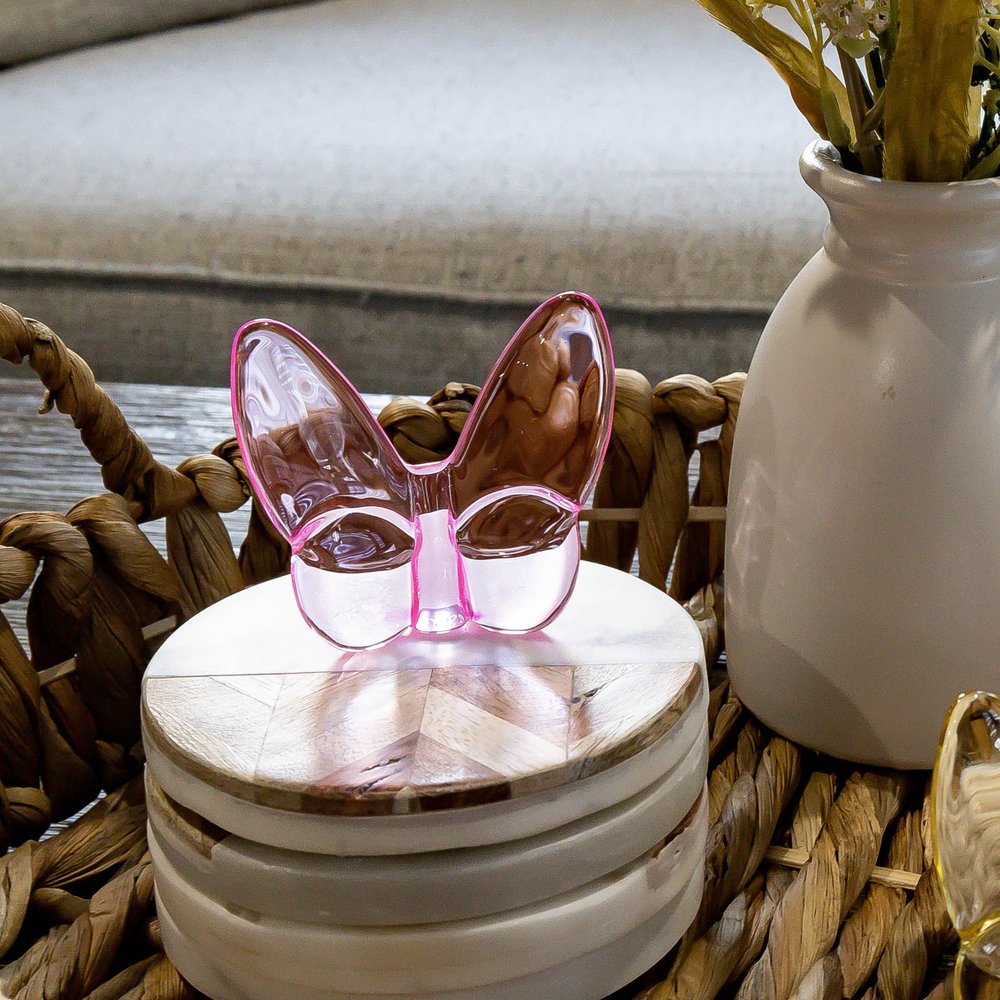 3" Pink Crystal Butterfly Figurine Tabletop Sculpture
