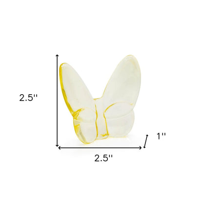 3" Light Yellow Crystal Butterfly Figurine Tabletop Sculpture