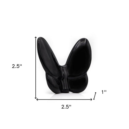 3" Black Crystal Butterfly Figurine Tabletop Sculpture