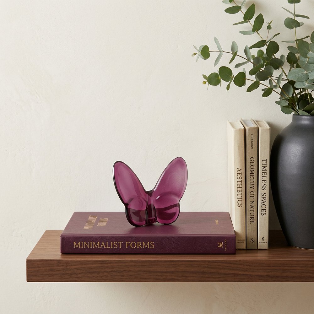 3" Plum Crystal Butterfly Figurine Tabletop Sculpture