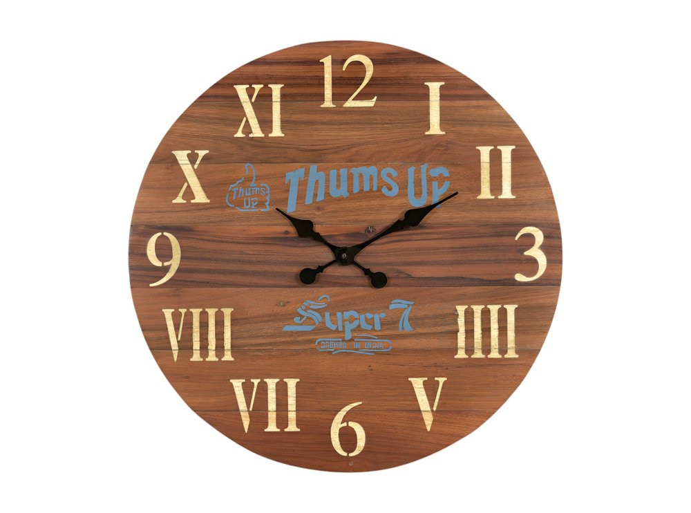 24" Brown Solid Wood Silent Analog Round Wall Clock