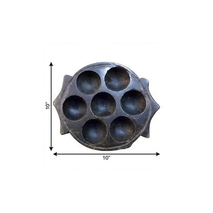 10" Black Cement Seven Tealight Round Candle Holder