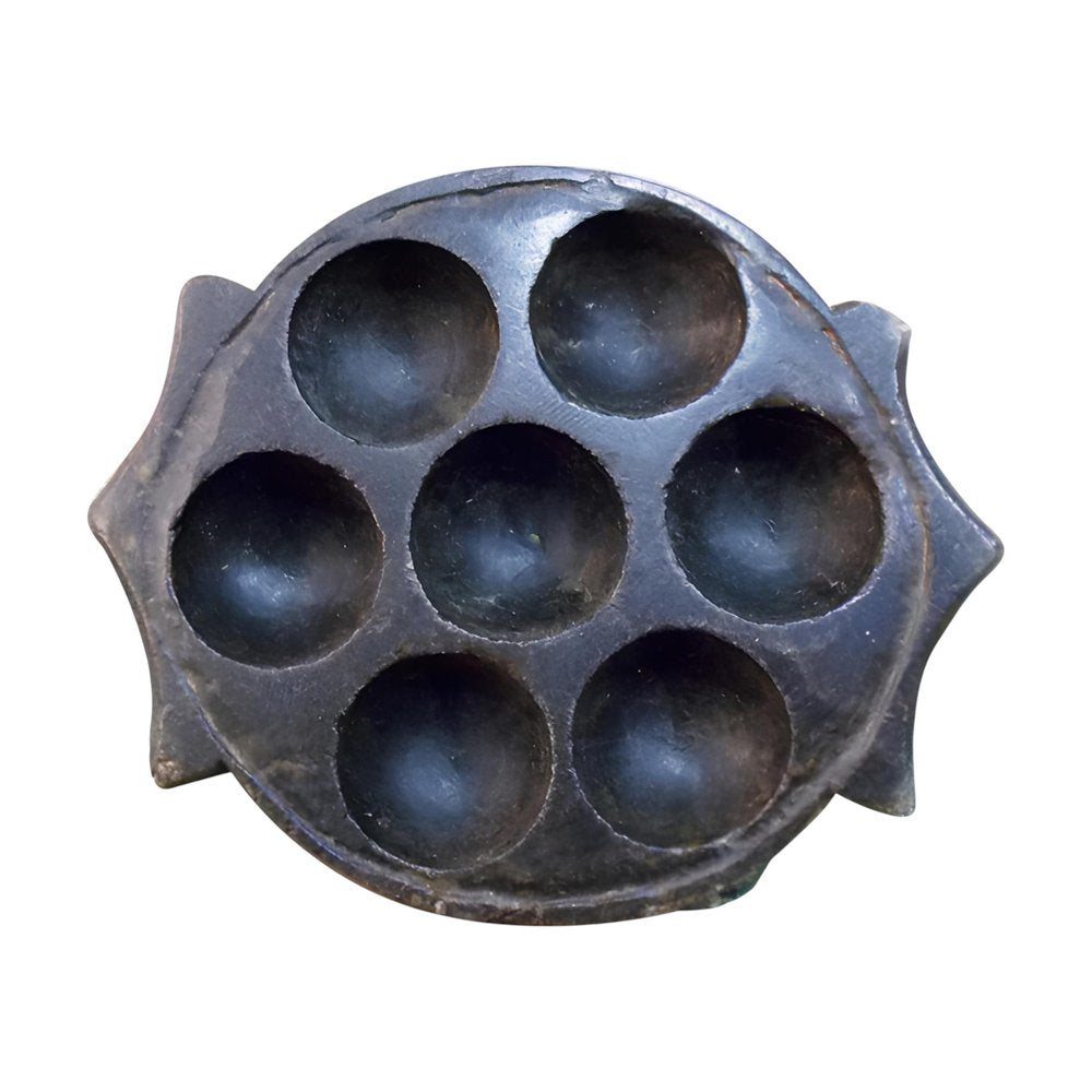 10" Black Cement Seven Tealight Round Candle Holder