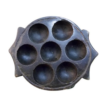 10" Black Cement Seven Tealight Round Candle Holder