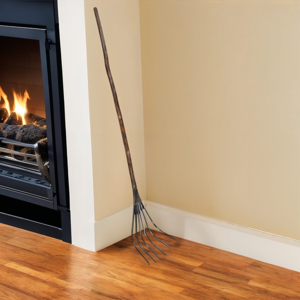 60" Brown and Black Wood and Metal Tabletop Sculpture