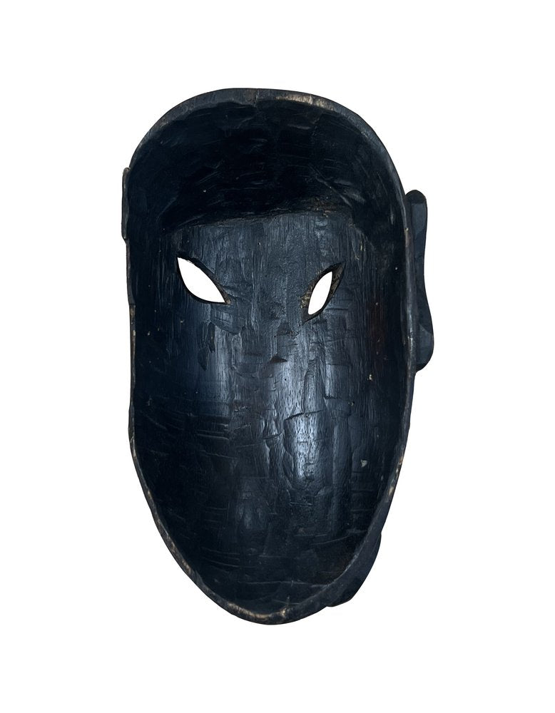 10" Black Solid Wood Decorative Mask Tabletop Sculpture